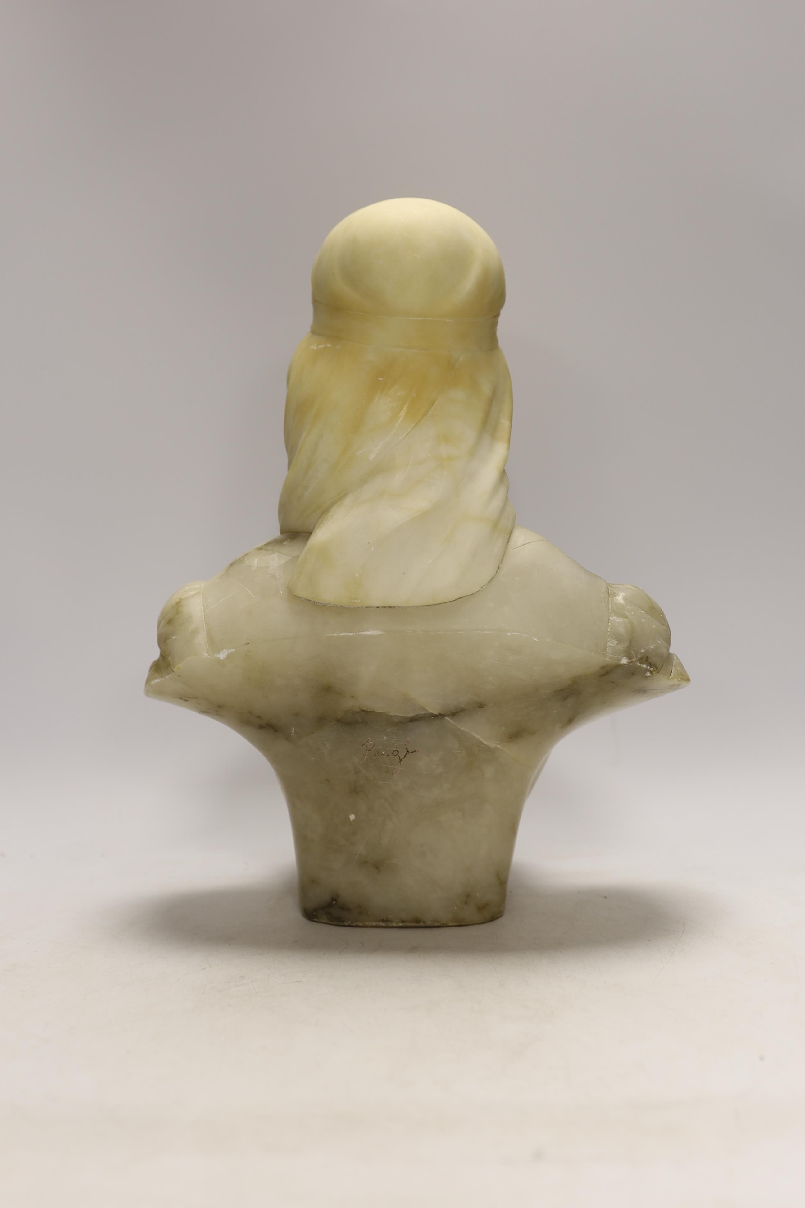 Guglielmo Pugi (1850-1915), an alabaster bust of a female, signed verso, 34cm high